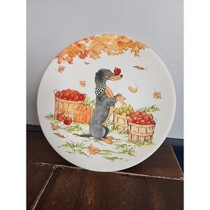 Dashchund Fall Plate Certified International Sherri Buck Baldwin Dogs Orchard